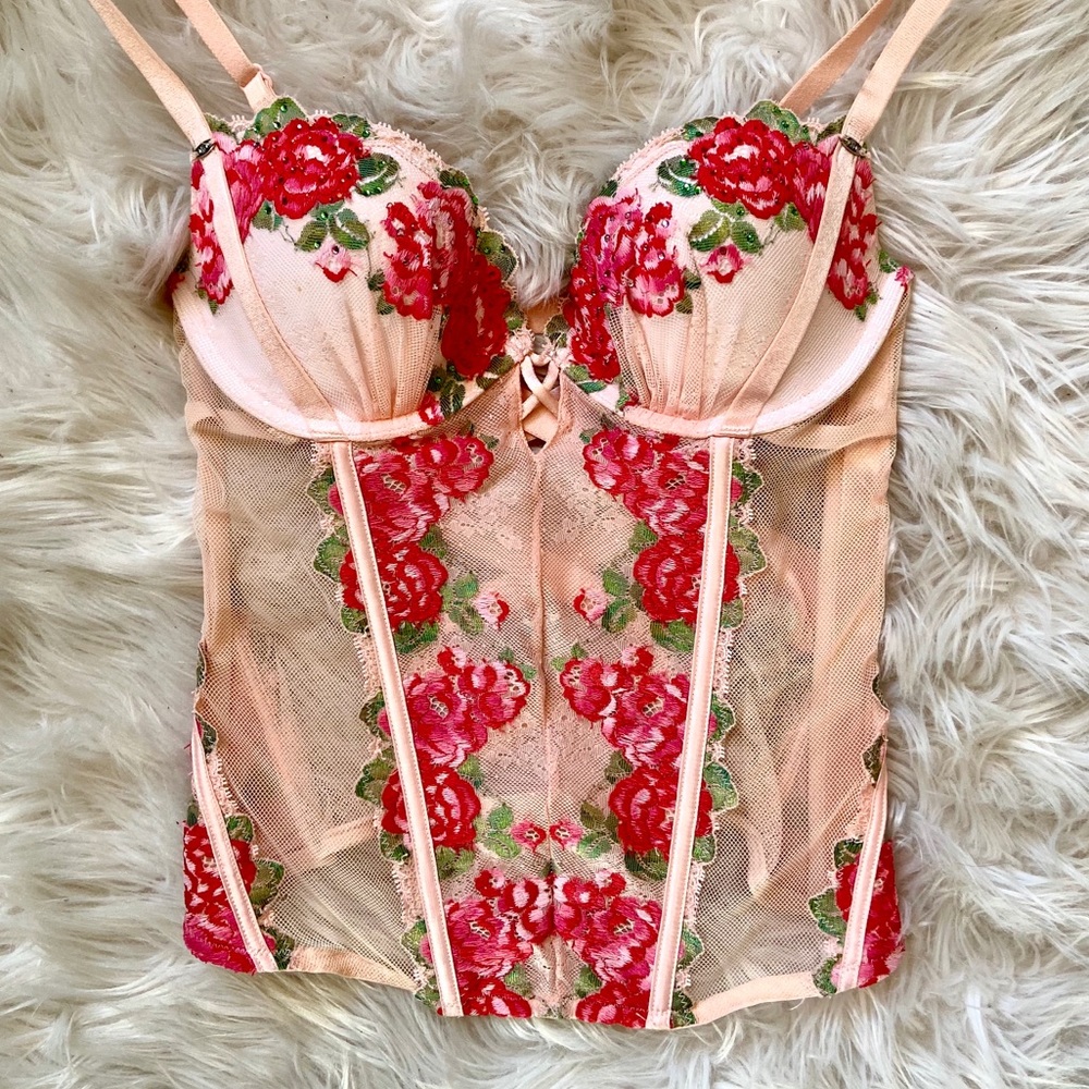 Victoria’s Secret pink floral bustier